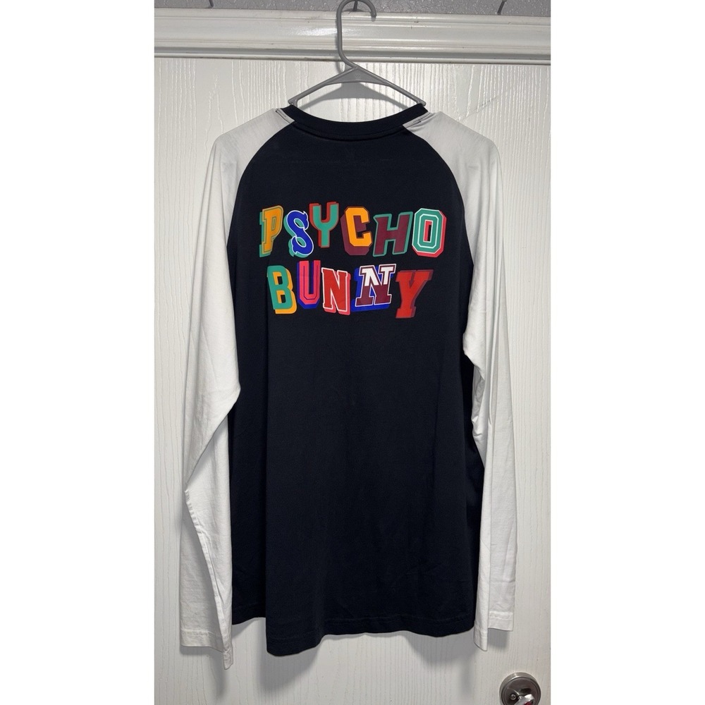 Psycho Bunny men long sleeve graphic tshirt size 7 black/white